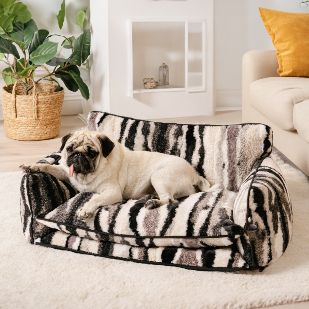 Plush Pet Double Layer Striped Couch Bed