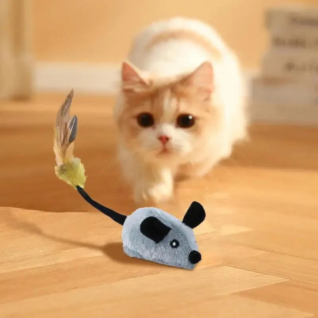 Interactive Pet Mouse Toy – Gray