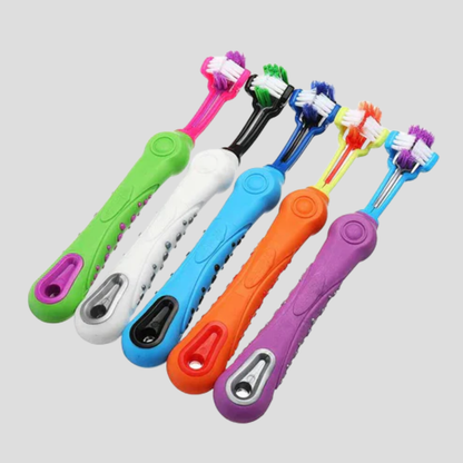 Easy 3 Head Pet Toothbrush for Daily Oral Care – Orange, White, Blue, Purple, Green