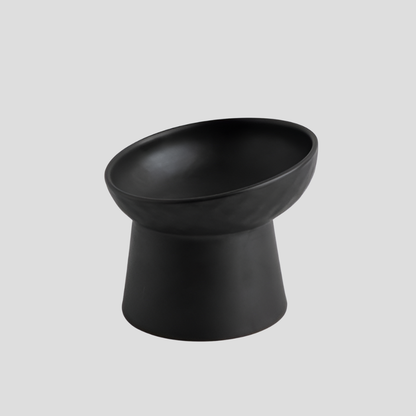 Modern Slanted Stoneware Pet Food Bowl – Black