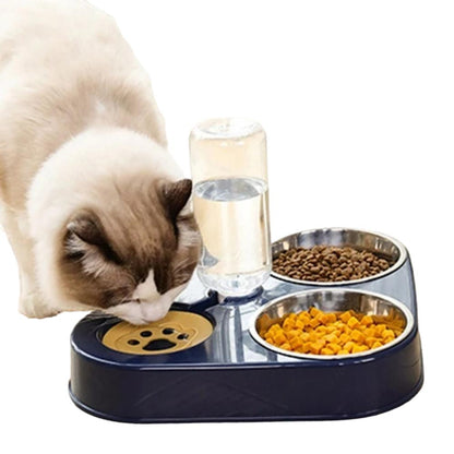 3-in-1 Cat Food Station with Drinking Fountain – Complete Feeding Solution