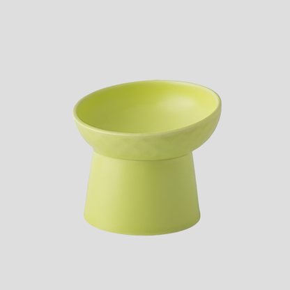 Modern Slanted Stoneware Pet Food Bowl – Green