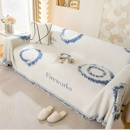 Soft Reversible Chenille Couch Throw Cover