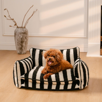 Plush Pet Double Layer Striped Couch Bed