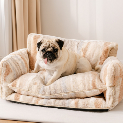 Plush Pet Double Layer Striped Couch Bed