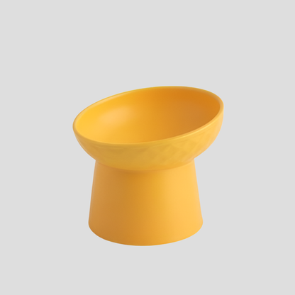 Modern Slanted Stoneware Pet Food Bowl – Yellow