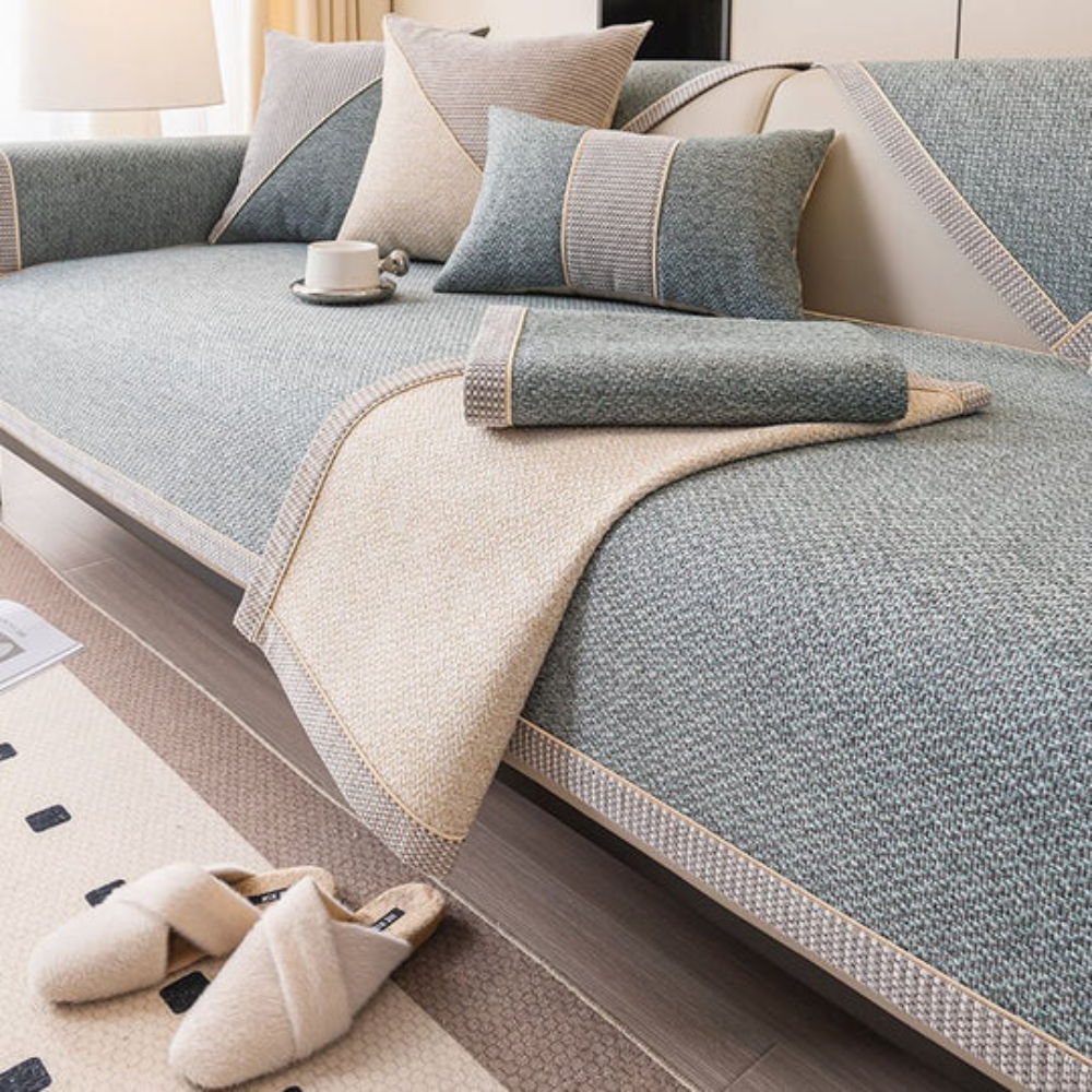 Natural Fabric Couch Slipcover Set