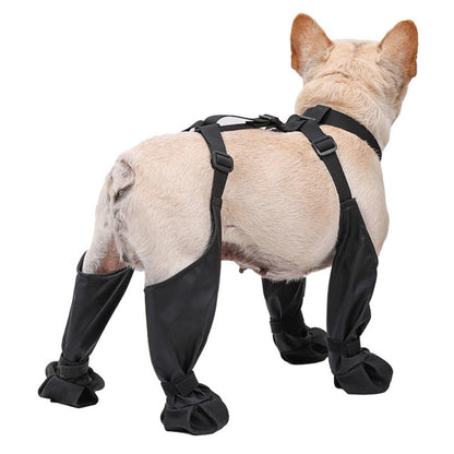 Adjustable Dog Boots - Waterproof Dog Rain Boots - Outdoor Paw Protector – Black