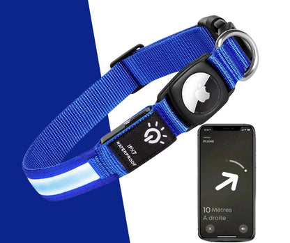 Airtag-Compatible Dog Collar – LED Light, Waterproof & GPS-Ready