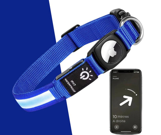Airtag-Compatible Dog Collar – LED Light, Waterproof & GPS-Ready