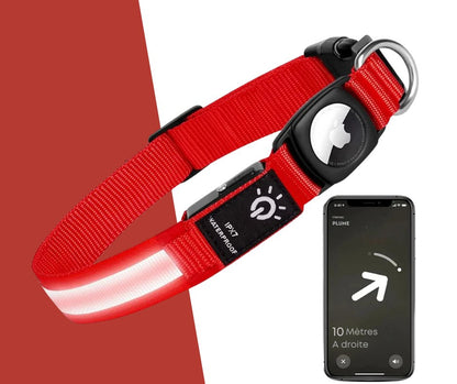 Airtag-Compatible Dog Collar – LED Light, Waterproof & GPS-Ready