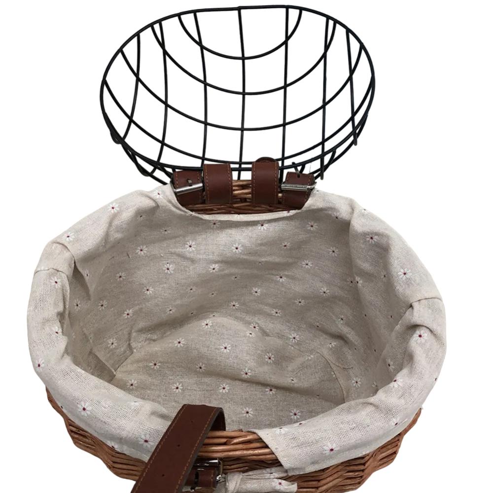 Handwoven Front Bike Basket Carrier for Cats – Stylish and Secure Pet Transport