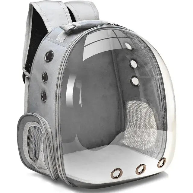 Transparent Bubble Cat Backpack – Stylish Travel Carrier for Your Feline Friend – Grey