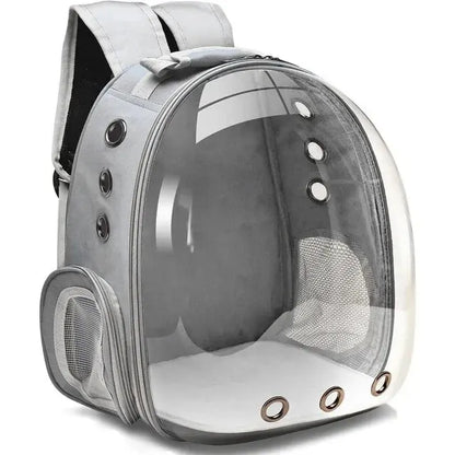 Transparent Bubble Cat Backpack – Stylish Travel Carrier for Your Feline Friend – Grey