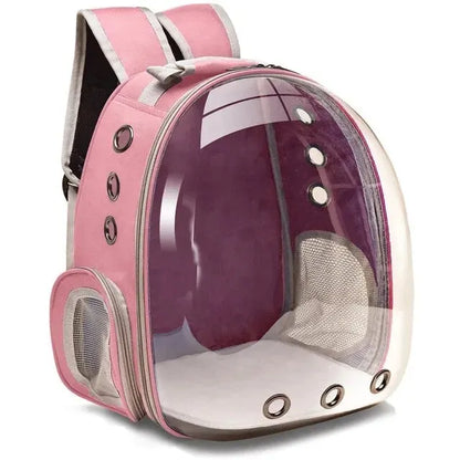Transparent Bubble Cat Backpack – Stylish Travel Carrier for Your Feline Friend – Pink