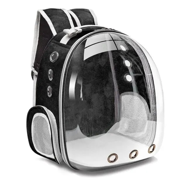 Transparent Bubble Cat Backpack – Stylish Travel Carrier for Your Feline Friend – Black