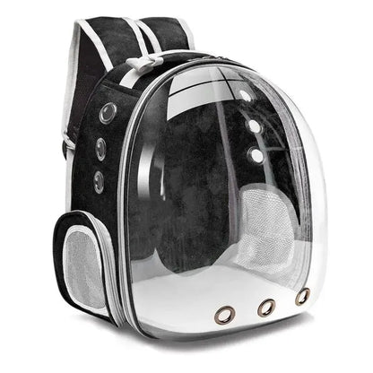 Transparent Bubble Cat Backpack – Stylish Travel Carrier for Your Feline Friend – Black