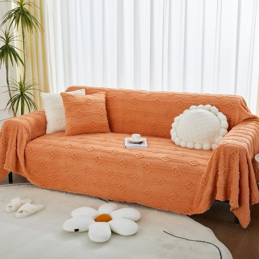 Plush Fuzzy Synthetic Fur Couch Cover