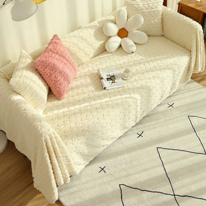 Plush Fuzzy Synthetic Fur Couch Cover