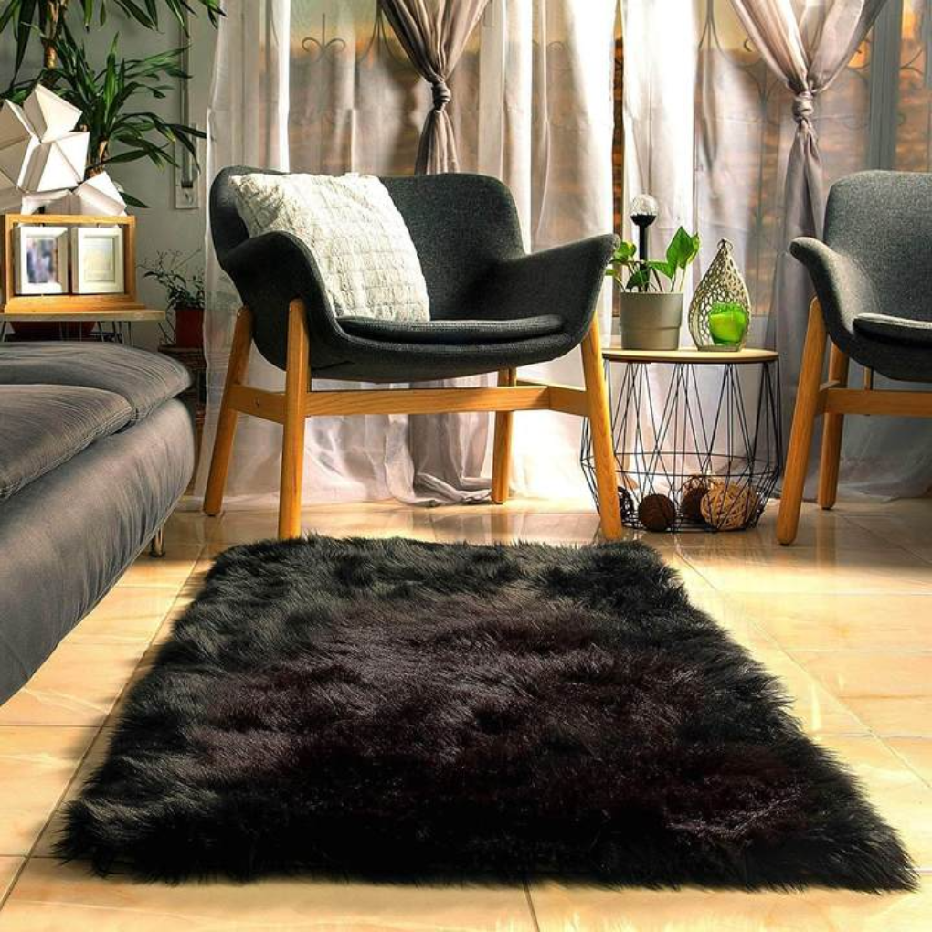 Plush Sheepskin Circular Floor Mat