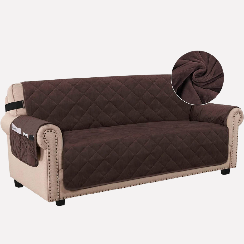 Plush Faux Leather Couch Protector