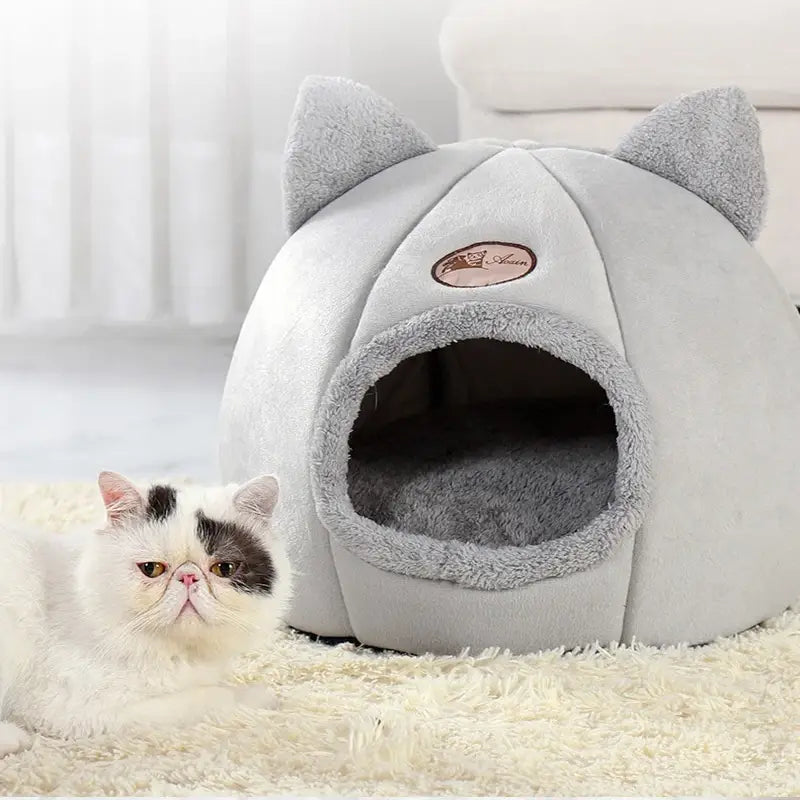 Deep Sleep Cat Bed – Cozy Indoor Cat Cave House
