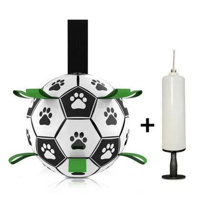 Interactive Dog Soccer Ball with Straps – Durable Fetch and Tug Toy