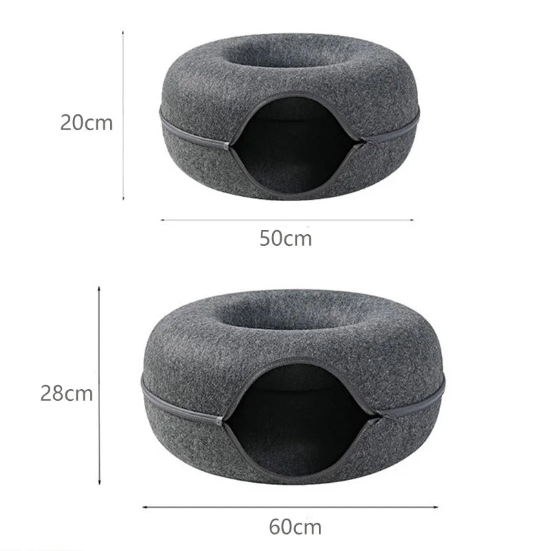 Donut Cat Bed House – Cozy Tunnel Bed for Play and Rest