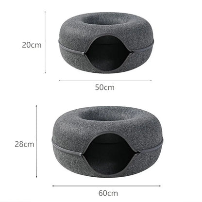 Donut Cat Bed House – Cozy Tunnel Bed for Play and Rest