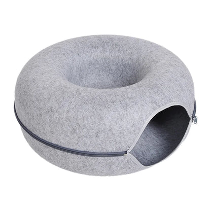 Donut Cat Bed House – Cozy Tunnel Bed for Play and Rest