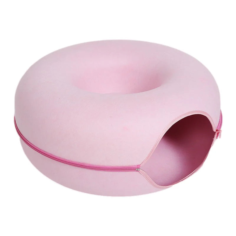 Donut Cat Bed House – Cozy Tunnel Bed for Play and Rest