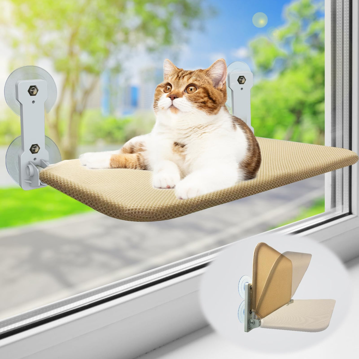 Foldable Cat Window Perch – Sturdy Suction Cup Hammock for Indoor Cats