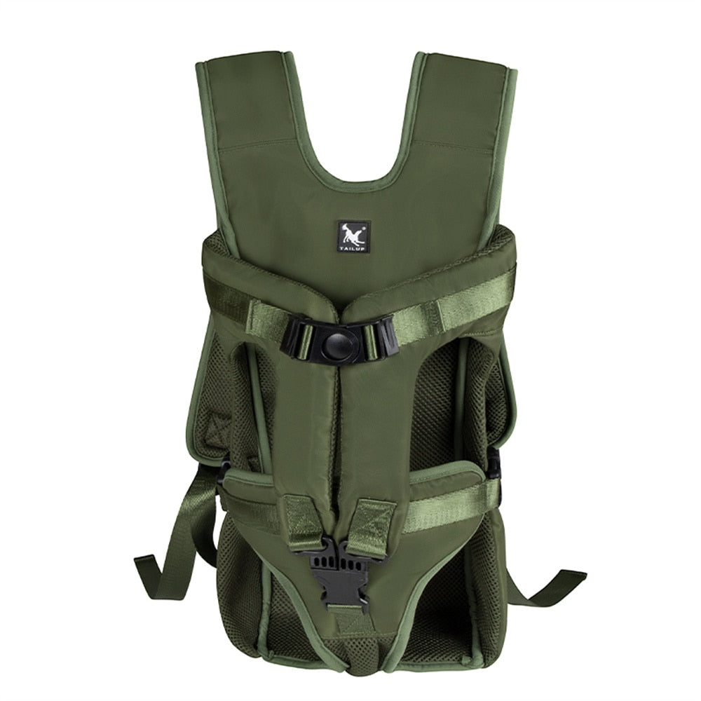 Front Dog Carrier – Hands-Free Backpack for Comfortable Pet Travel – Green