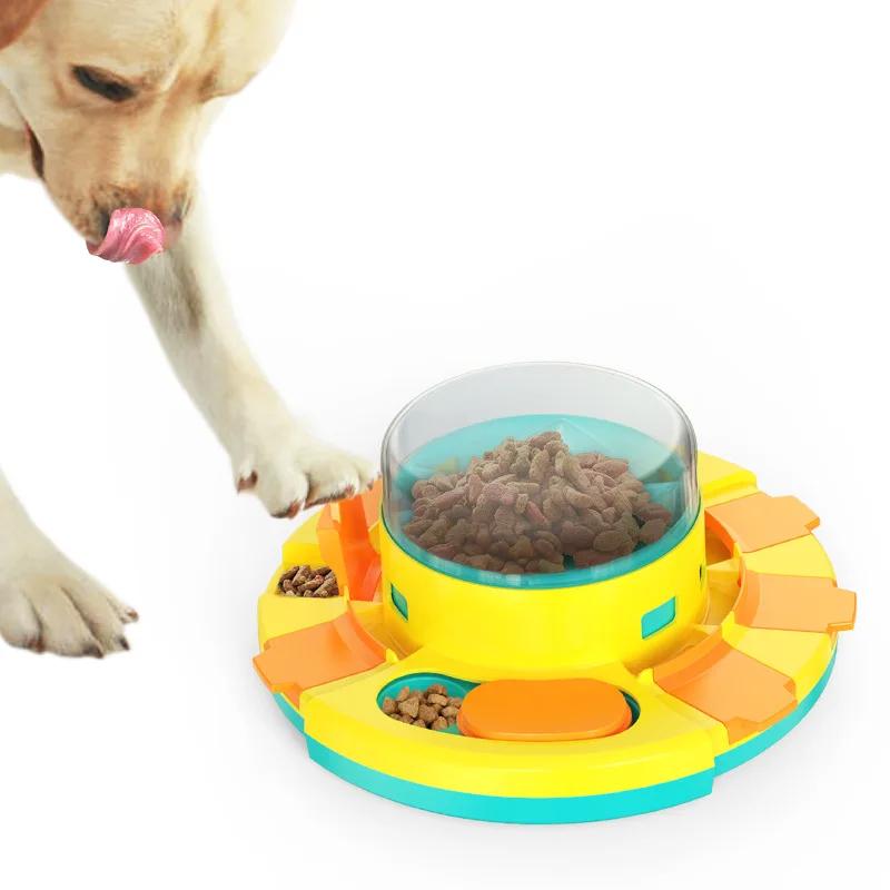 Dog Smart Feeder Toy – dog reaching a paw towards the kibble-filled puzzle feeder