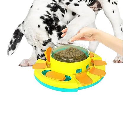 Dog Smart Feeder Toy – Dalmatian pressing the clear dome of the puzzle feeder