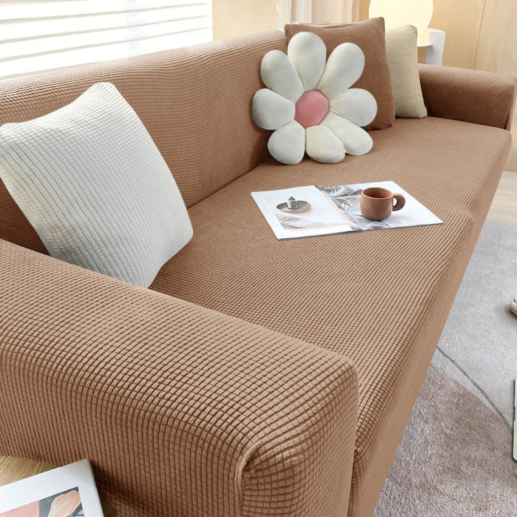 Pet Friendly Stretch Sofa Cover - Cat & Dog Proof Couch Protector – Brown