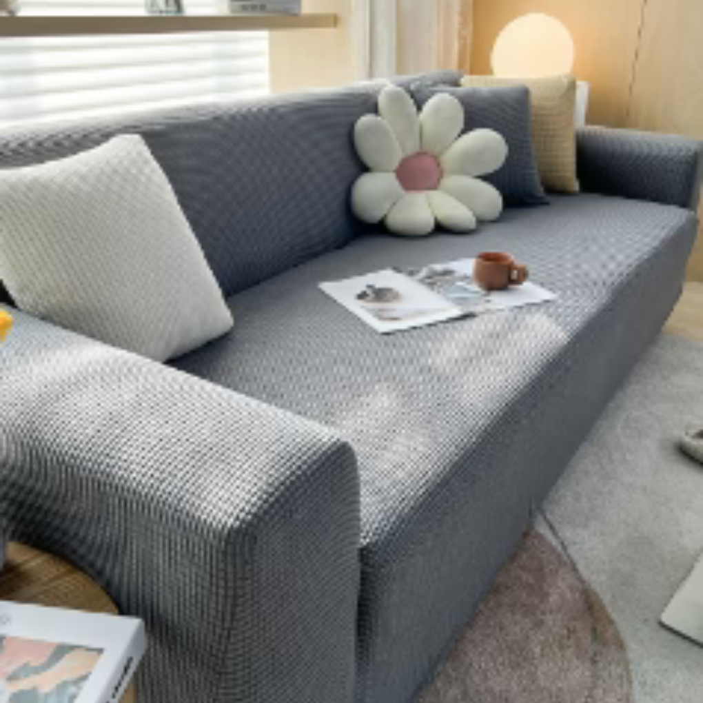 Pet Friendly Stretch Sofa Cover - Cat & Dog Proof Couch Protector – Light Gray