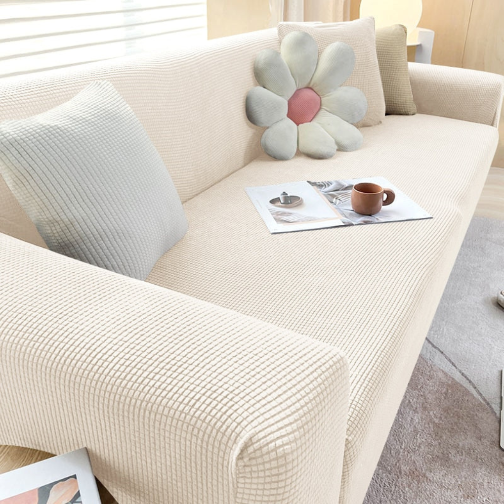 Pet Friendly Stretch Sofa Cover - Cat & Dog Proof Couch Protector – Beige