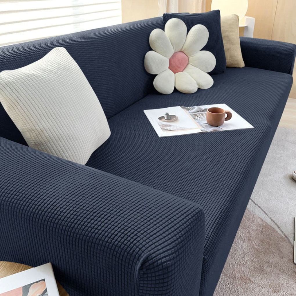 Pet Friendly Stretch Sofa Cover - Cat & Dog Proof Couch Protector – Dark Blue