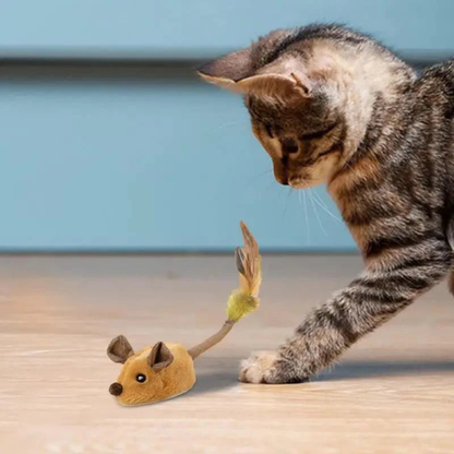 Interactive Pet Mouse Toy – Brown