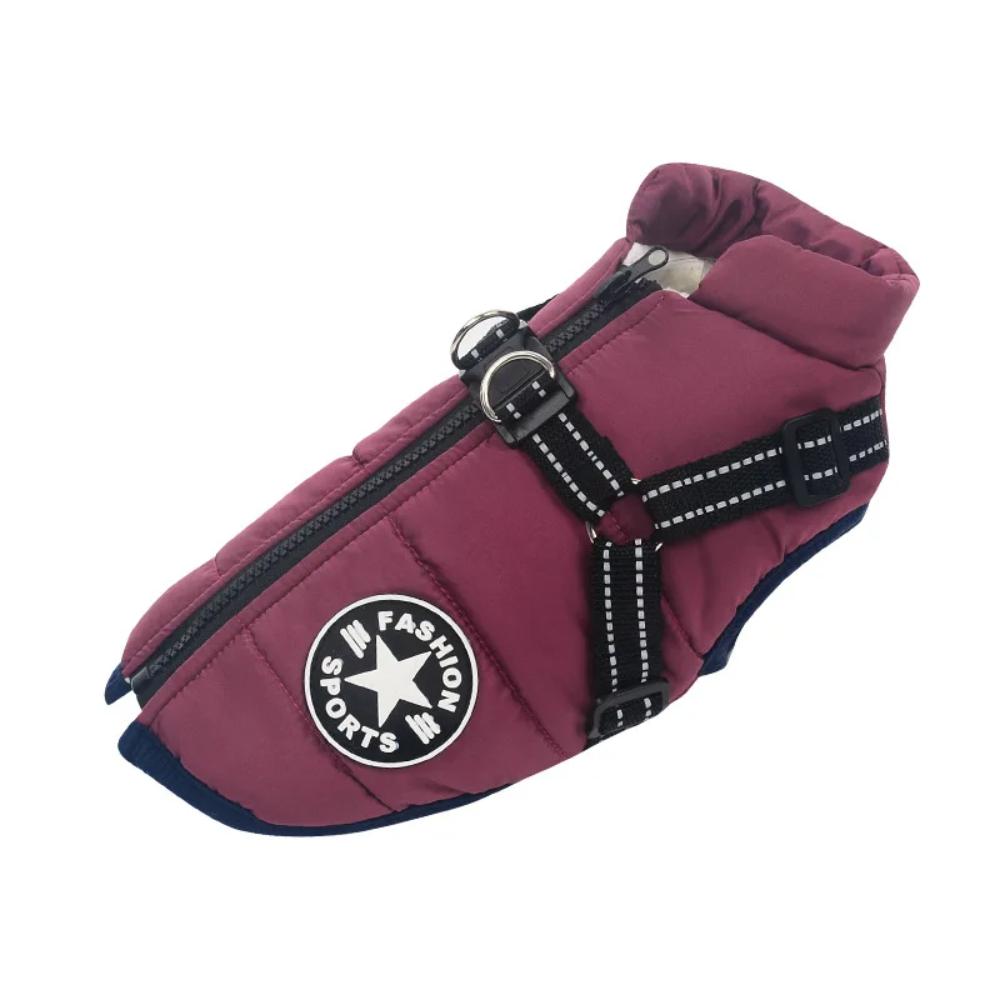 Winter Dog Jacket with Harness – Purple