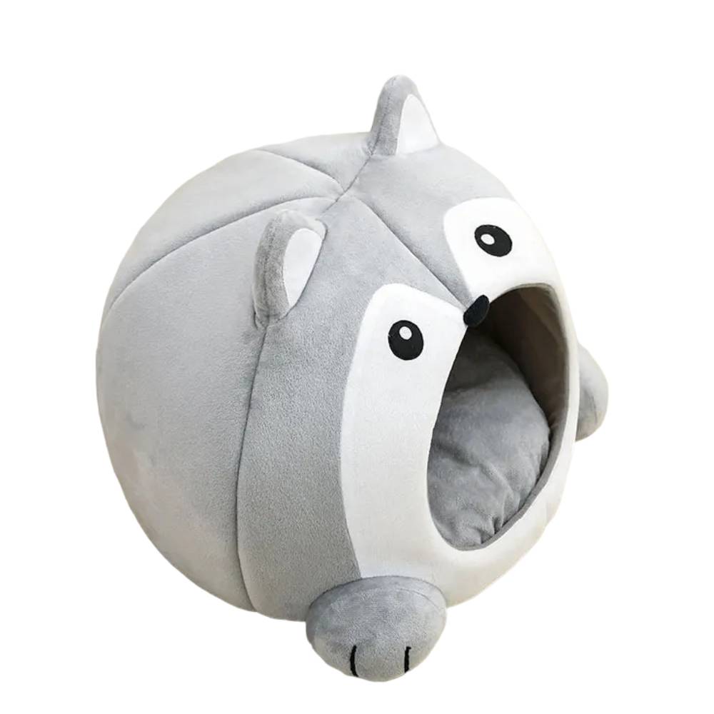 Cozy Wolf-Shaped Cat House – Soft and Secure Plush Bed