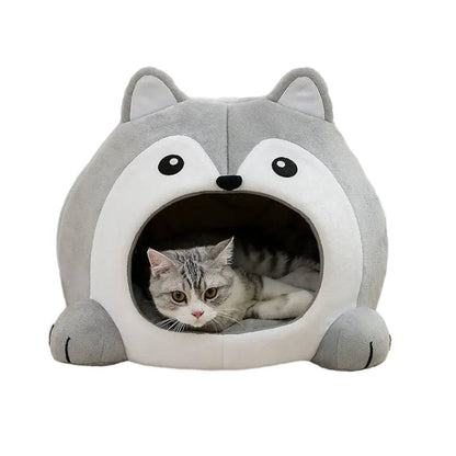 Cozy Wolf-Shaped Cat House – Soft and Secure Plush Bed
