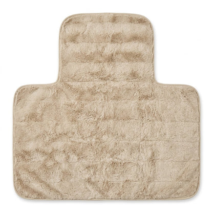 Cozy Pet Car Seat Cover Blanket Protector in khaki faux fur, One Seat size, flat lay on a white background