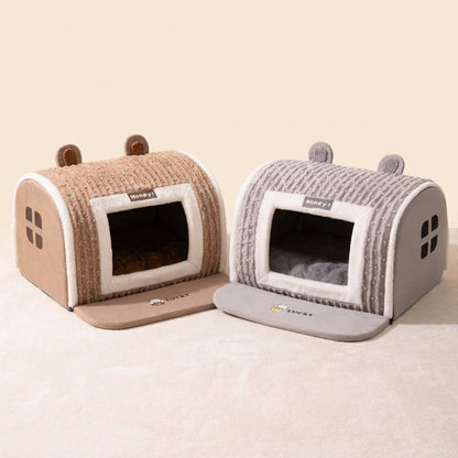 Cozy Pet House for Small to Medium Dogs – Lomi Brown and Jas Gray colours side by side