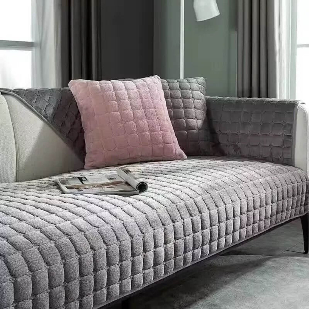 Fuzzy Plush Non-Slip Couch Protector Cover