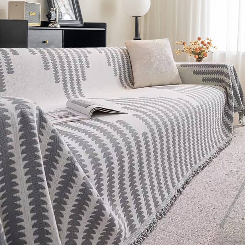 Soft Plush Reversible Scratch-Resistant Sofa Slipcover – Gray