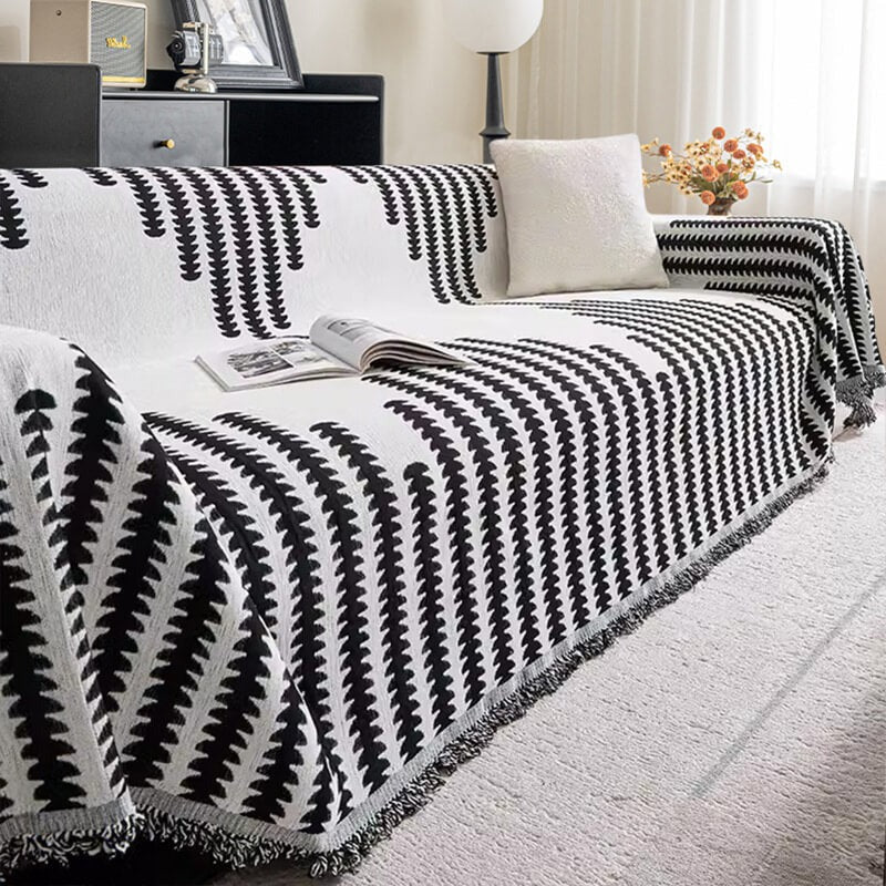 Soft Plush Reversible Scratch-Resistant Sofa Slipcover – Black