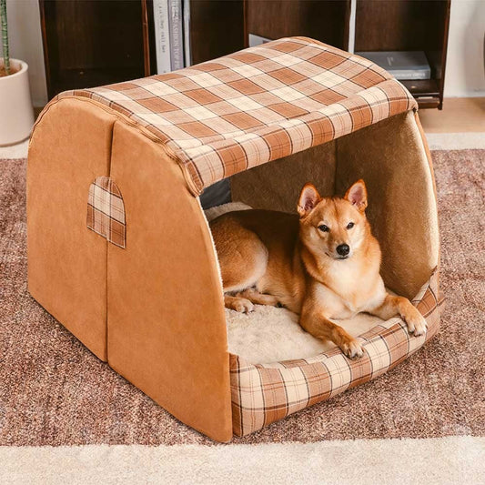 Traditional Checkered Pet Dog Bed - Peties