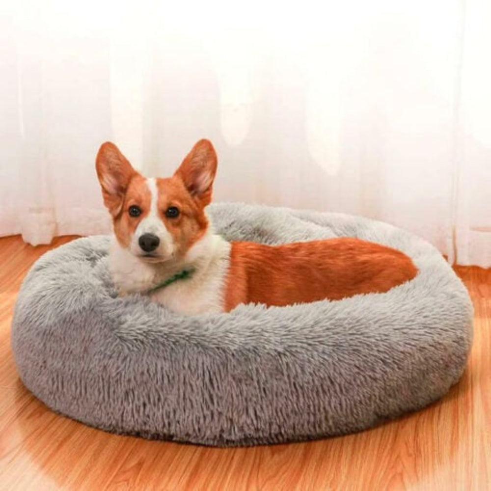 Comforting Stress Relief Pet Bed – Light Gray